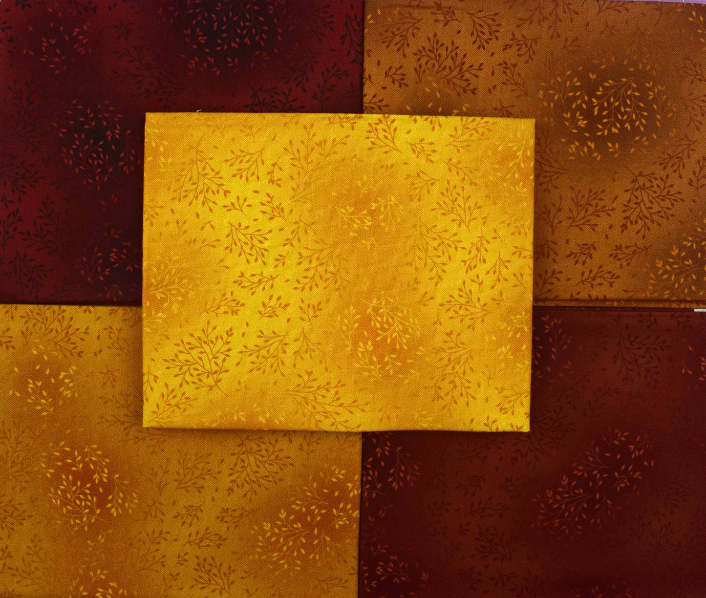 Autumn Tonal Fat Quarter Bundle, Gold Brown Red Blender Quilting Cotton