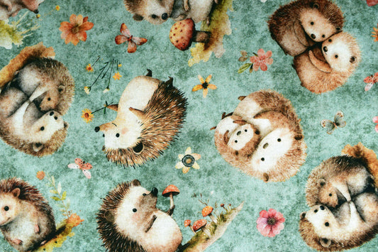 Hedgehog fabric, Quilting fabric, Hedgehugs -  Price by the Half Metre