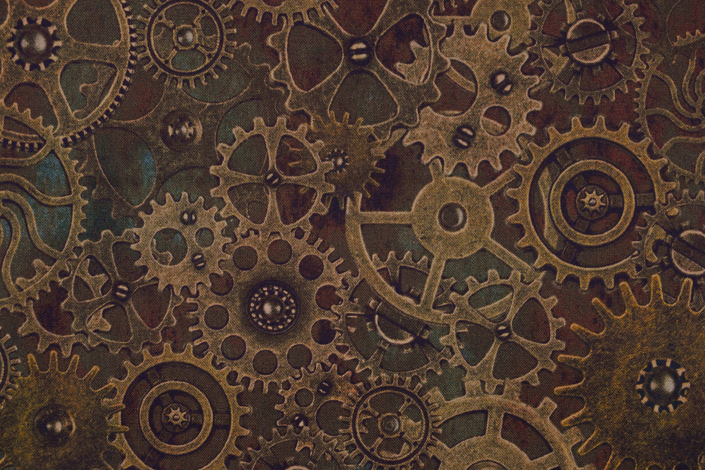 Steampunk Gears Cotton Quilting Fabric -  Price by the Half Metre - The Quilt Sanctuary