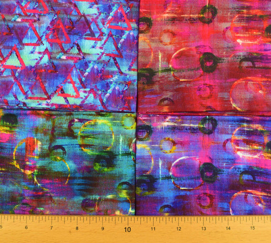 Bold Abstract Cotton Fat Quarter Bundle for Quilting & Craft Sewing