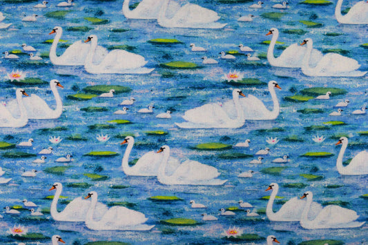 Swan fabric, Quilting fabric, cotton fabric,  Price by the Half Metre - The Quilt Sanctuary