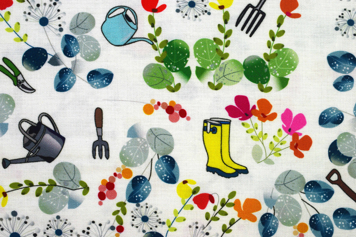 Garden Tools & Flowers Fabric for Quilting and Crafts - Price by Half Metre