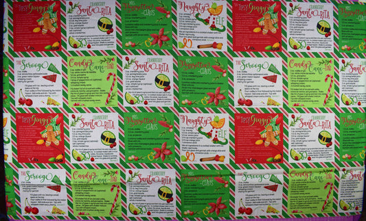 Merry Mixology Christmas Cocktail Recipe Fabric for Crafts & Quilting - The Quilt Sanctuary