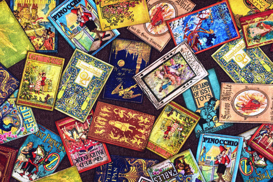 Vintage books fabric, quilting fabric, tossed books, Robert Kaufman, Price by the Half Metre - The Quilt Sanctuary