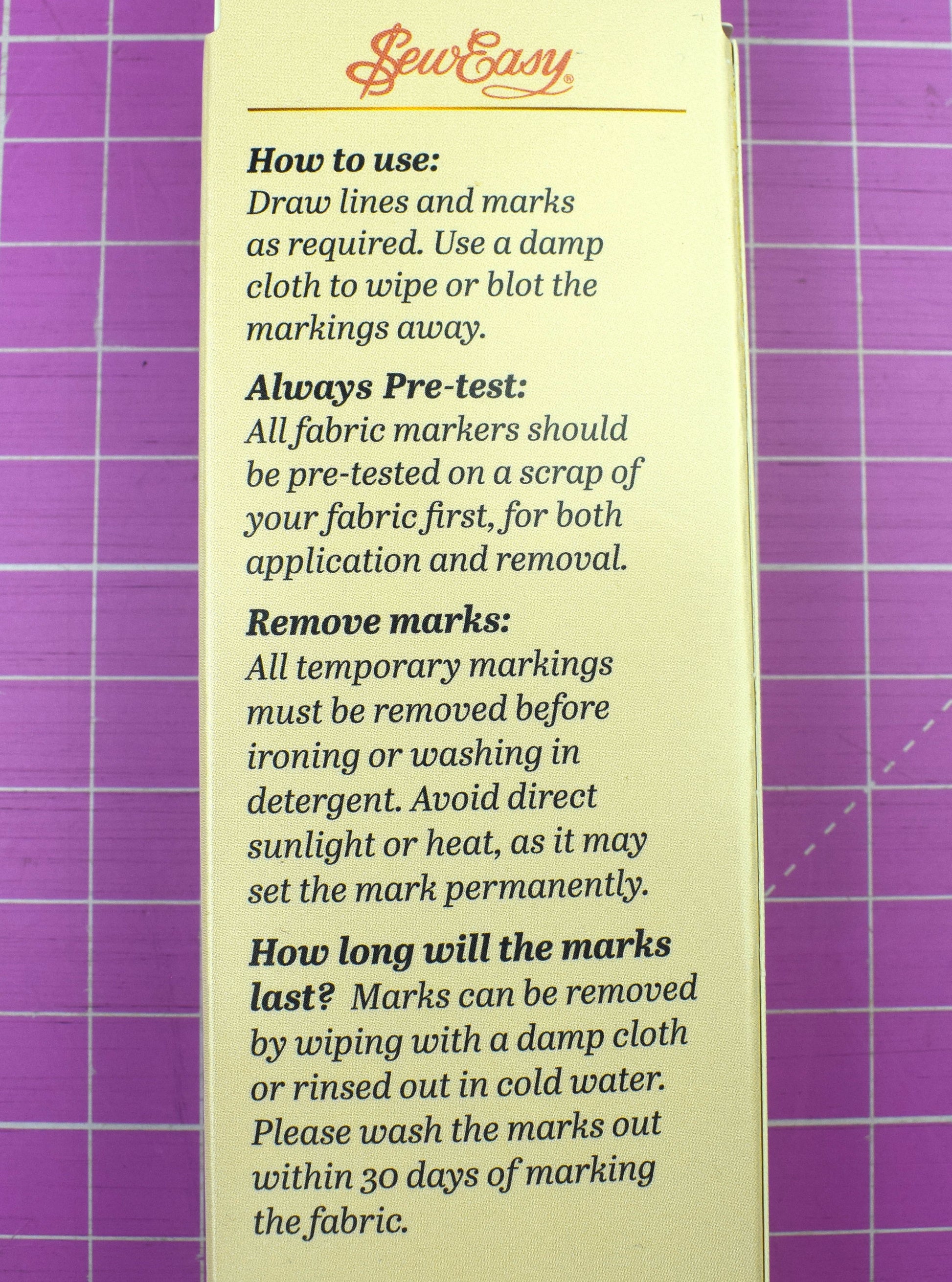 Wipe off Fabric Marker,  Sew Easy Water Soluble Pen - The Quilt Sanctuary