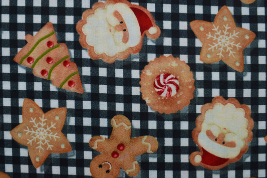 Festive Christmas Cookie Cotton Fabric, Gingerbread & Santa Quilting Print -  Price by the Half Metre - The Quilt Sanctuary