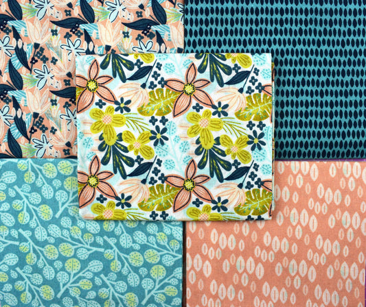 Leaves fat Quarter Bundle, floral fabric, quilting fabric
