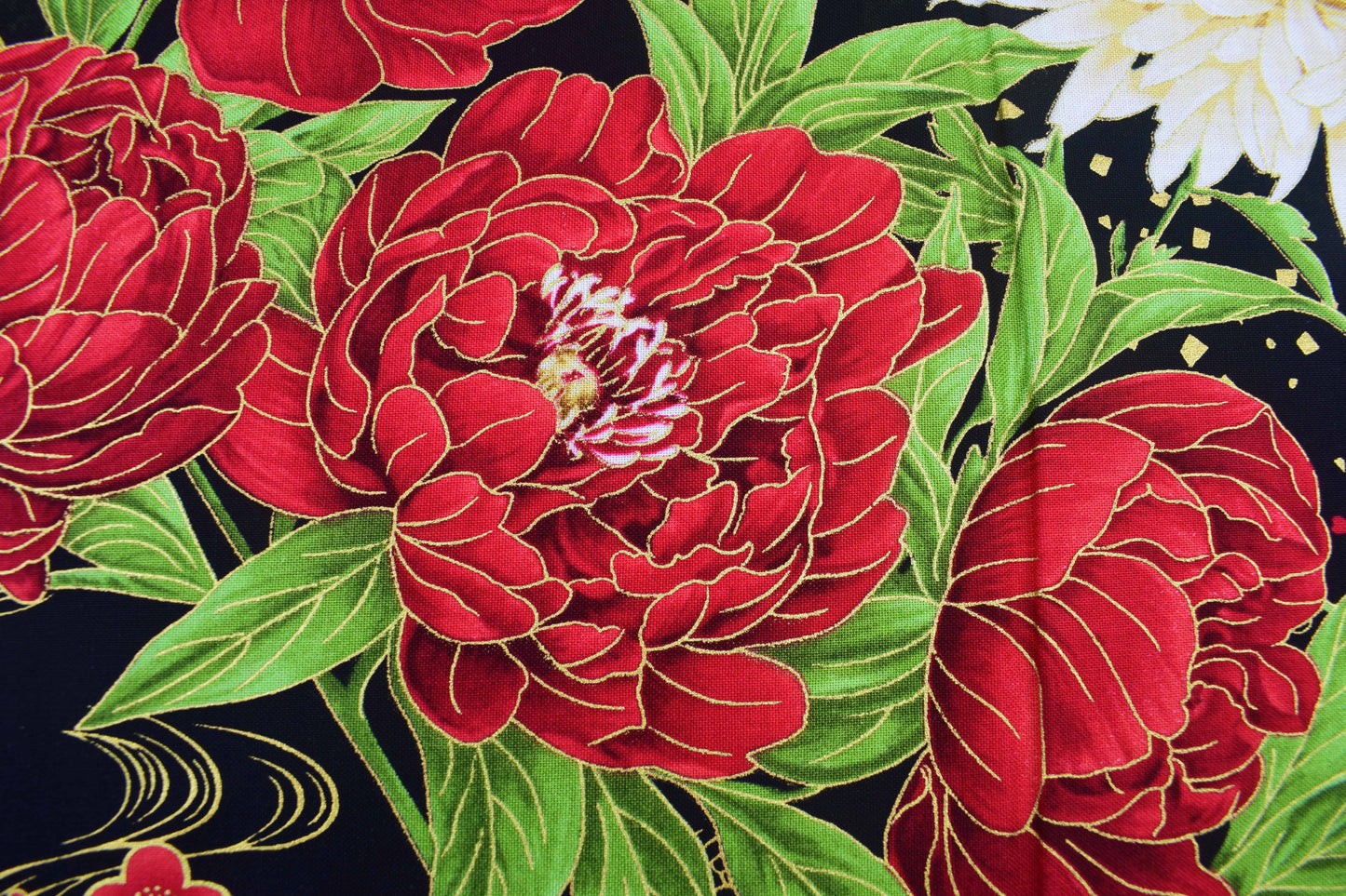 Lotus Garden fabric panel, Japanese Quilting panel - The Quilt Sanctuary