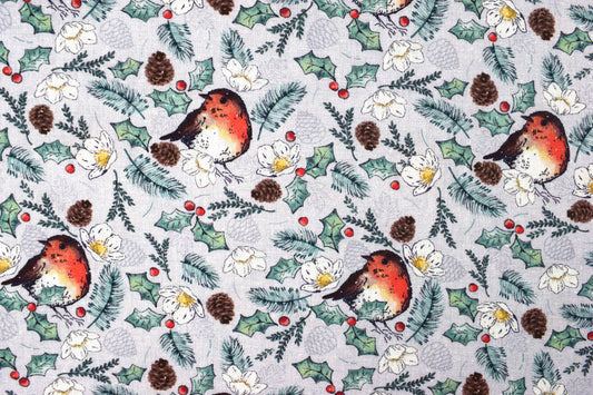 Little Christmas Robin fabric, Holiday quilting fabric, christmas fabric - Price by the Half Metre - The Quilt Sanctuary