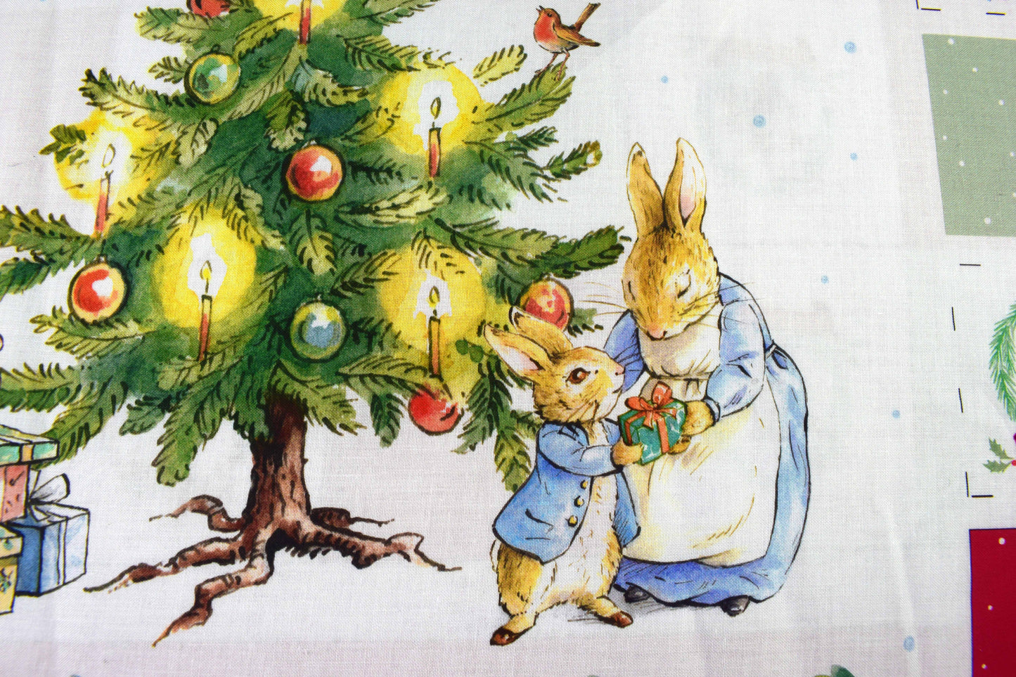 Peter Rabbit fabric advent calendar panel, re-usable advent calendar, joy of giving
