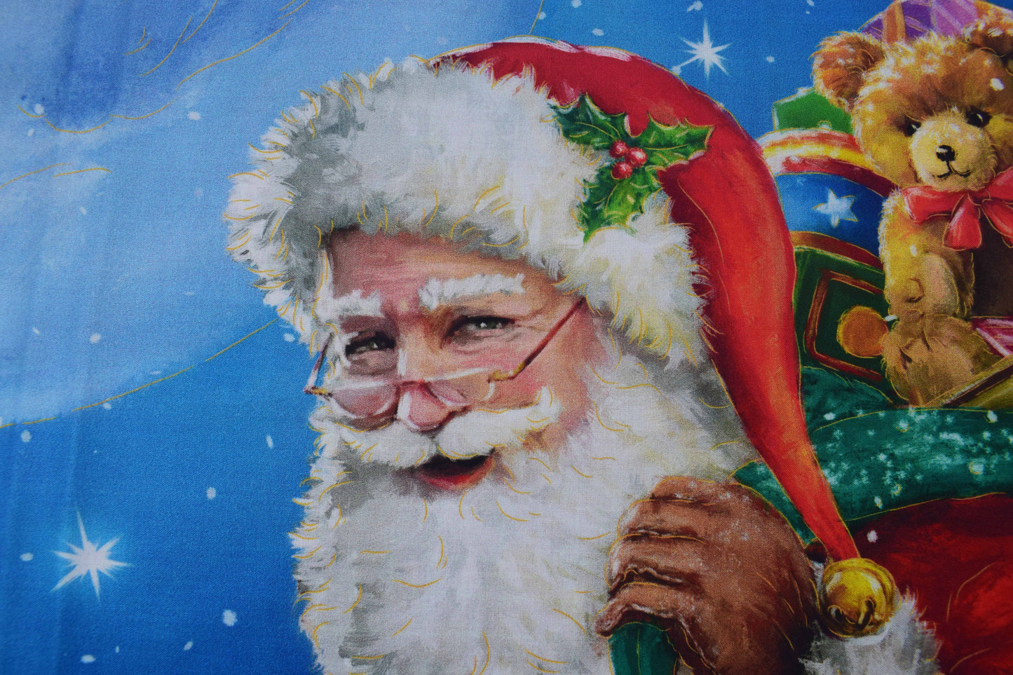Santa fabric panel, cotton Christmas Quilting  panel