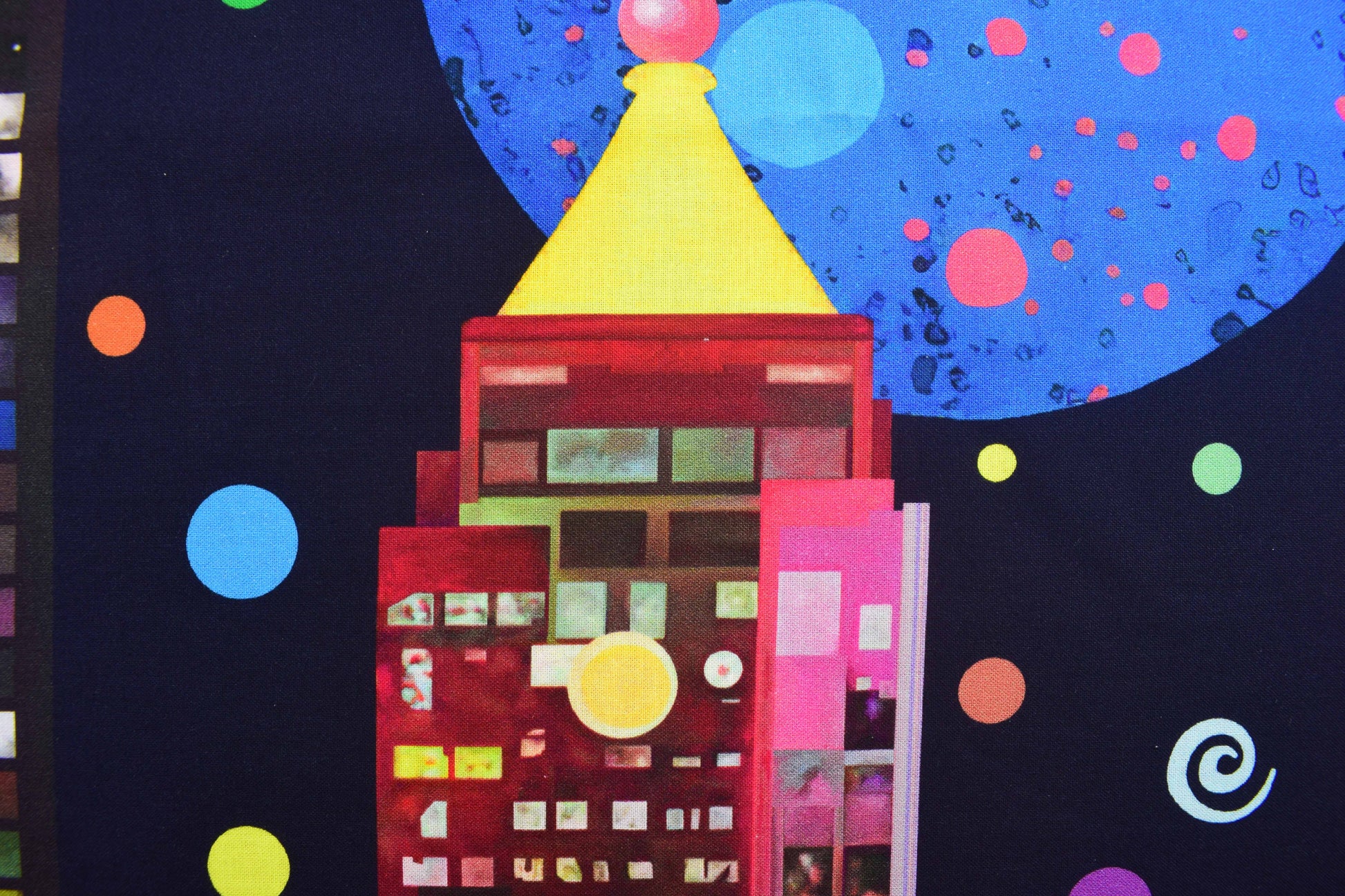 Vibrant City Skyline Quilting Panel, Colourful Abstract Metropolis Fabric Art - The Quilt Sanctuary