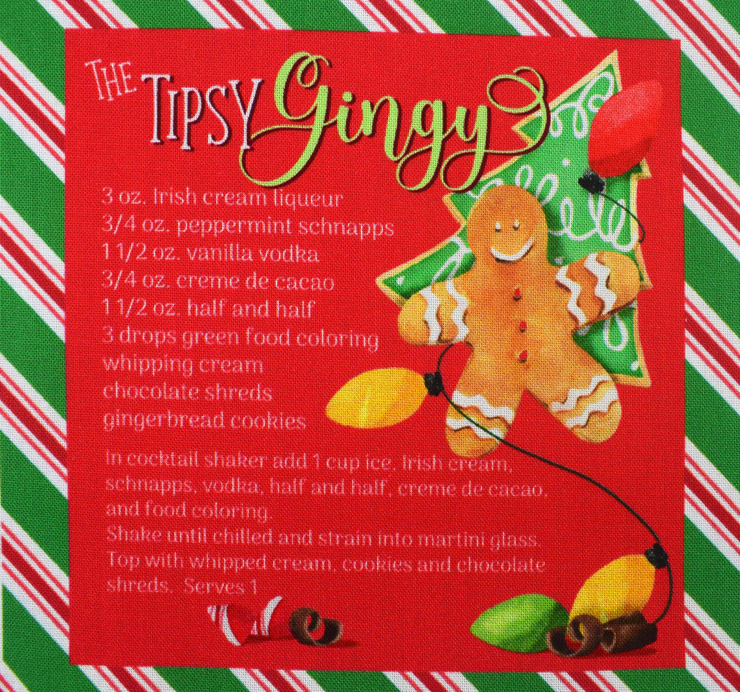 Merry Mixology Christmas Cocktail Recipe Fabric for Crafts & Quilting