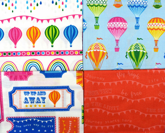Hot air balloon fat Quarter Bundle, Stuart Hillard, quilting fabric