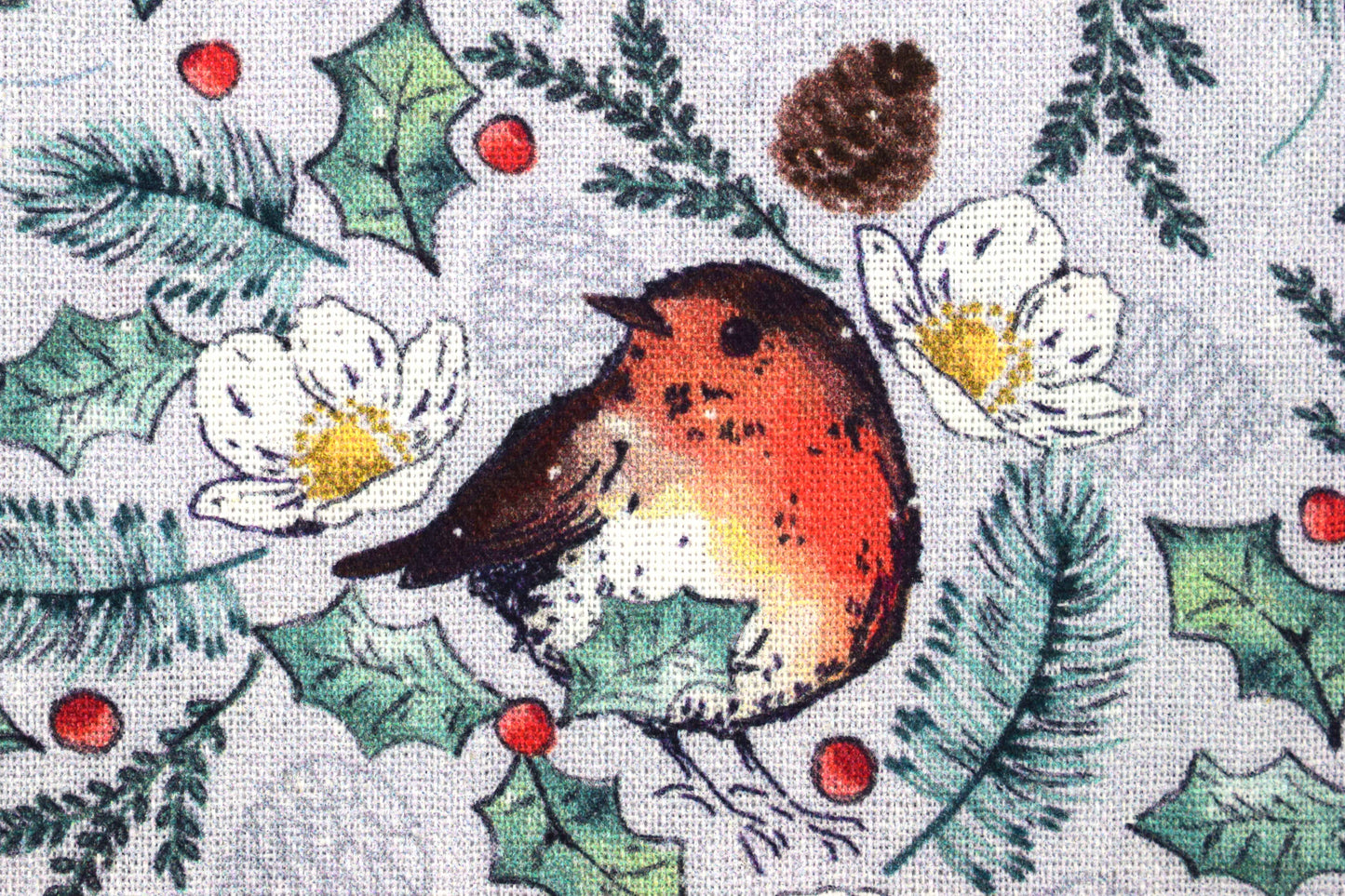 Little Christmas Robin fabric, Holiday quilting fabric, christmas fabric -  Price by the Half Metre