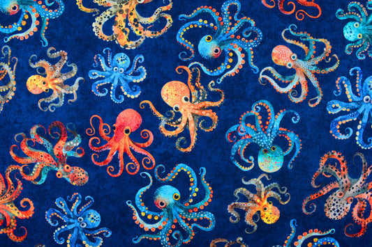 Octopus Fabric, Quilting fabric, cotton fabric, quilting treasures -  Price by the Half Metre