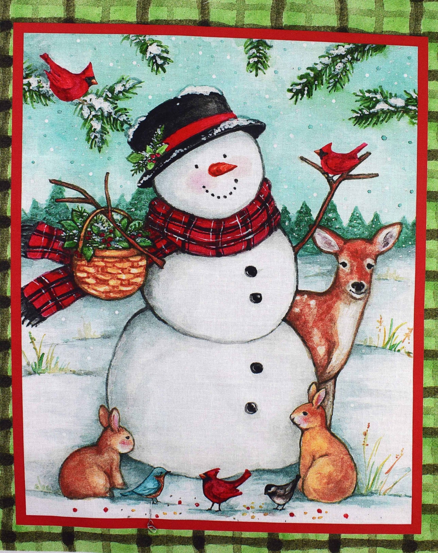 Frosty Hollow Snowman Winter Panel – Christmas Cotton Quilting Fabric