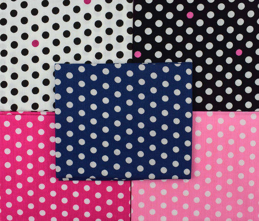 polka dot fat Quarter Bundle,  pastel cotton fabric, spotty fabric