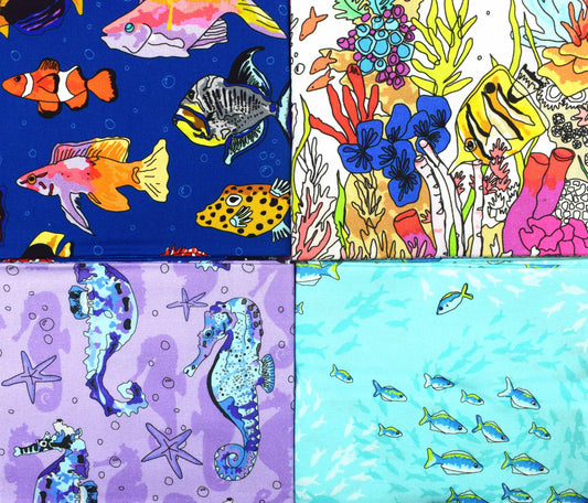 Tropical fish, The Crafty Lass,  Organic Cotton Fat Quarters, quilting fabric