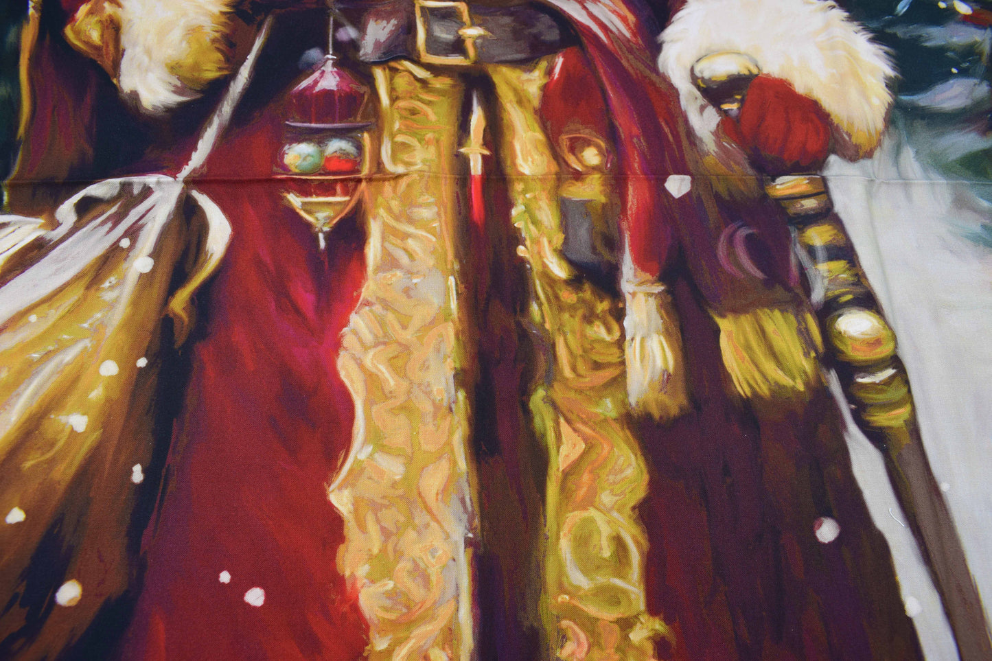 Victorian Santa Claus Winter Forest Fabric Quilting Panel
