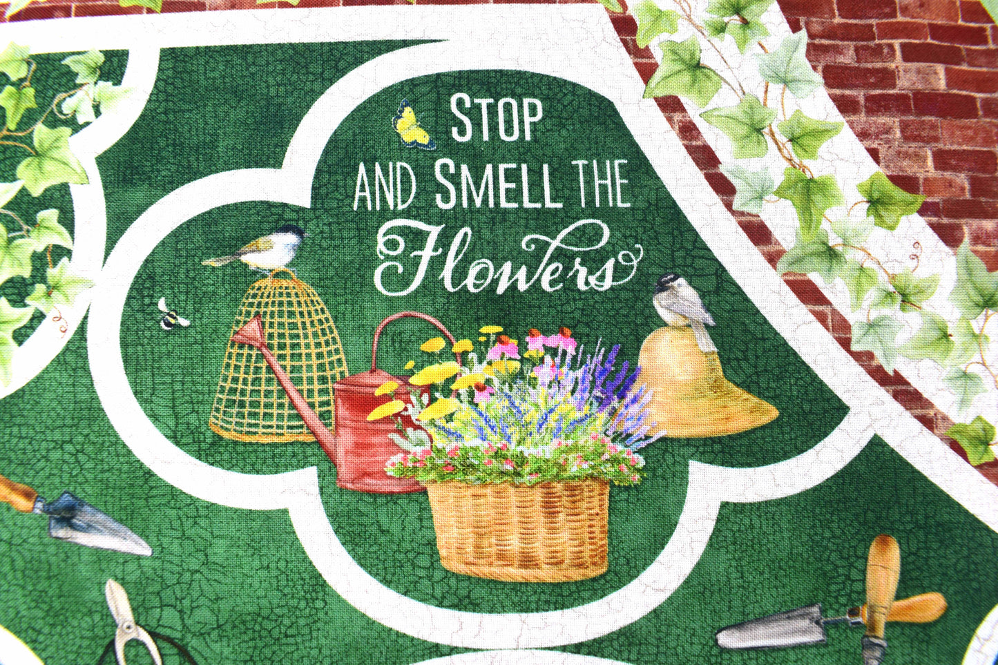 Walled Garden fabric panel, plant with love quilting panel, Gardening panel, quilting fabric - The Quilt Sanctuary