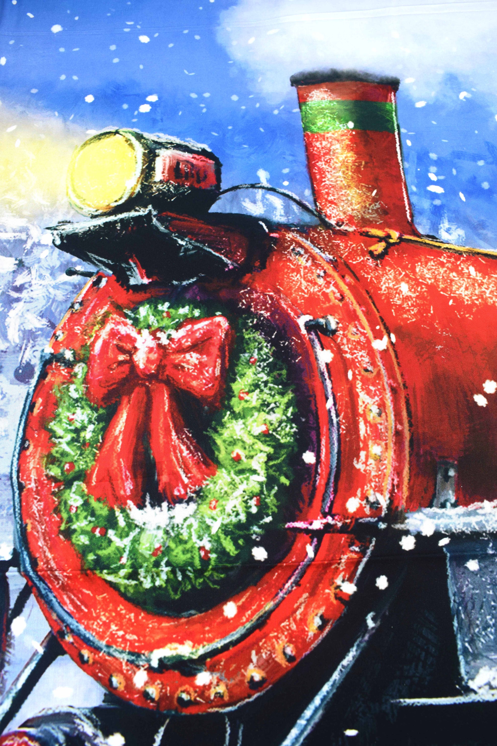 Santa Train fabric panel, Christmas cotton Quilting  panel - The Quilt Sanctuary