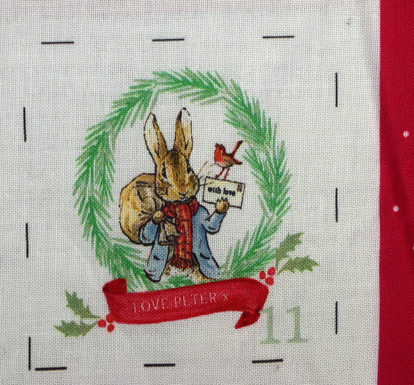 Peter Rabbit fabric advent calendar panel, re-usable advent calendar, joy of giving