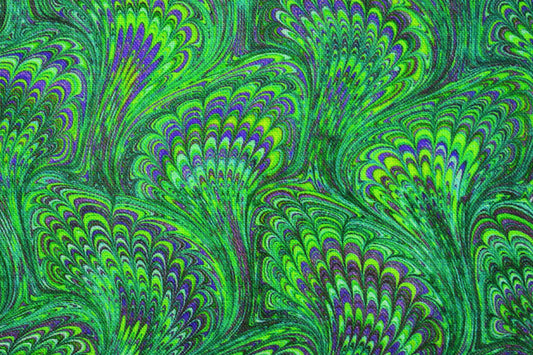 Green Marbled paper quilting fabric,  Library of Rarities Robert Kaufman, Price by the Half Metre - The Quilt Sanctuary