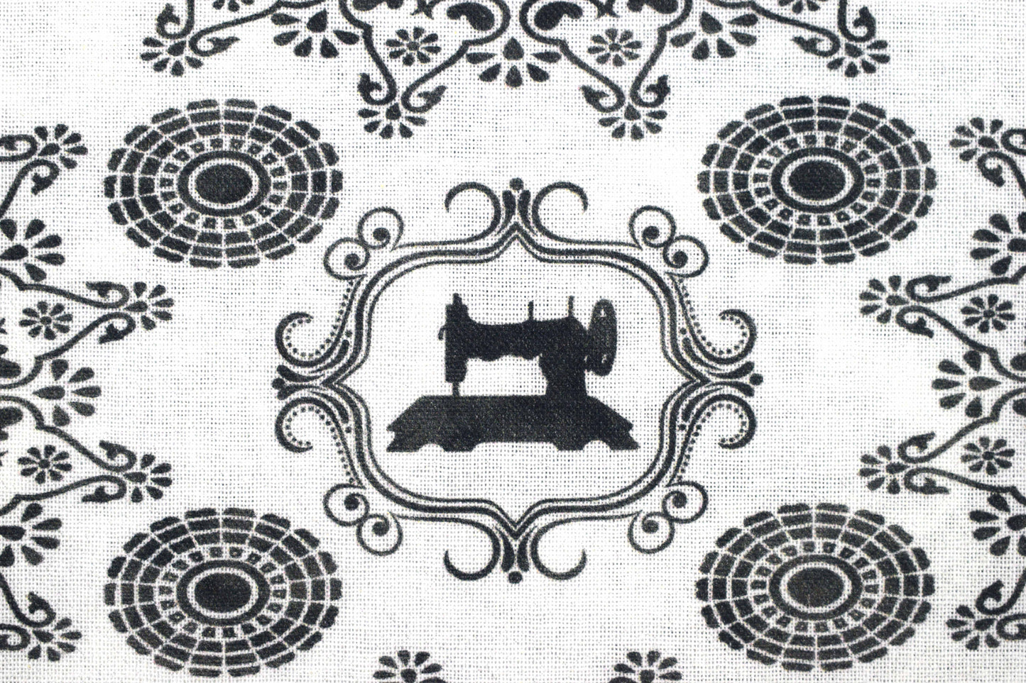 Black and white extra wide Quilting fabric, Sewing machine pattern, cotton fabric - Price by the Half Metre The Quilt Sanctuary