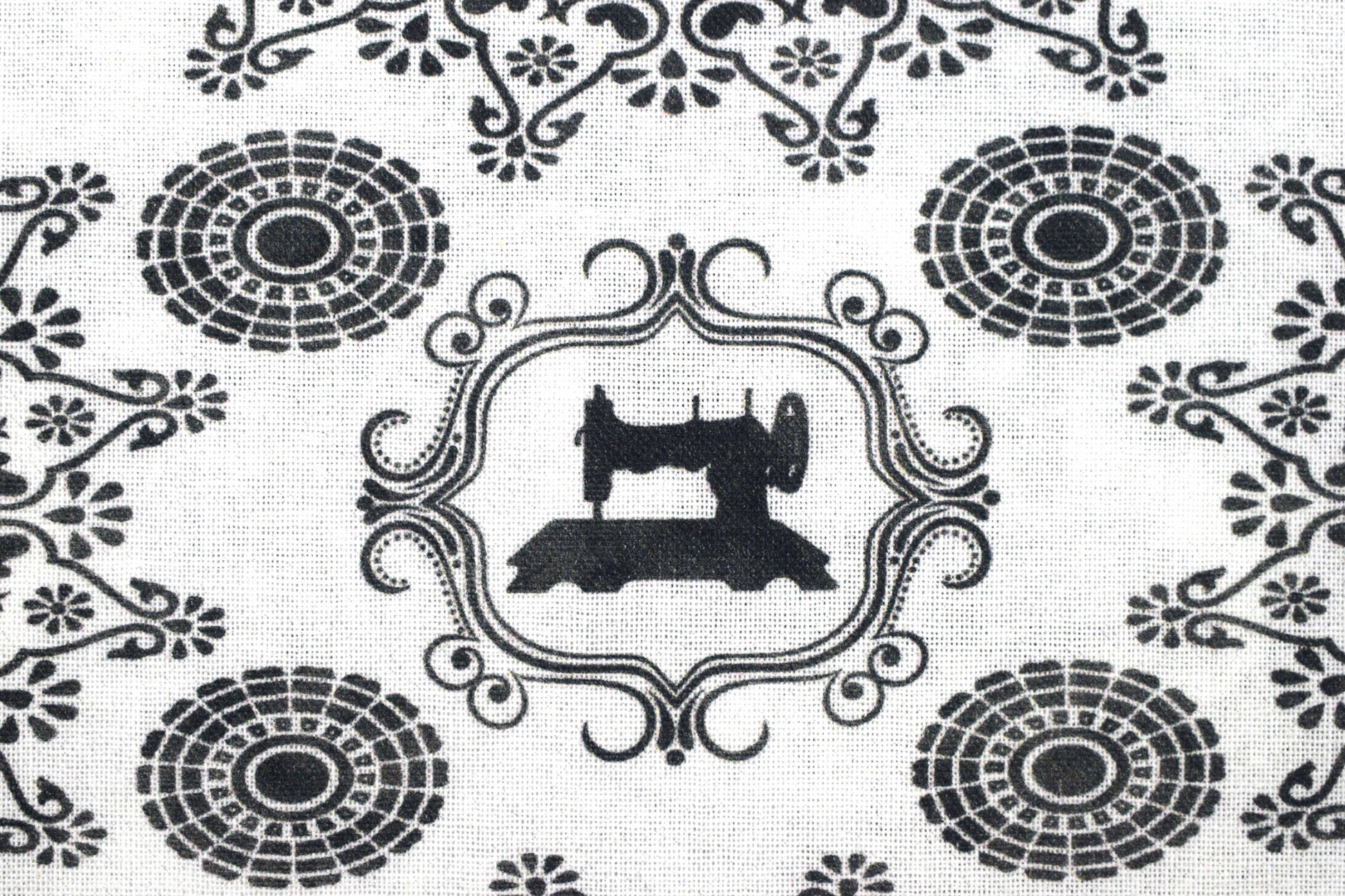 Black and white extra wide Quilting fabric, Sewing machine pattern, cotton fabric - Price by the Half Metre The Quilt Sanctuary
