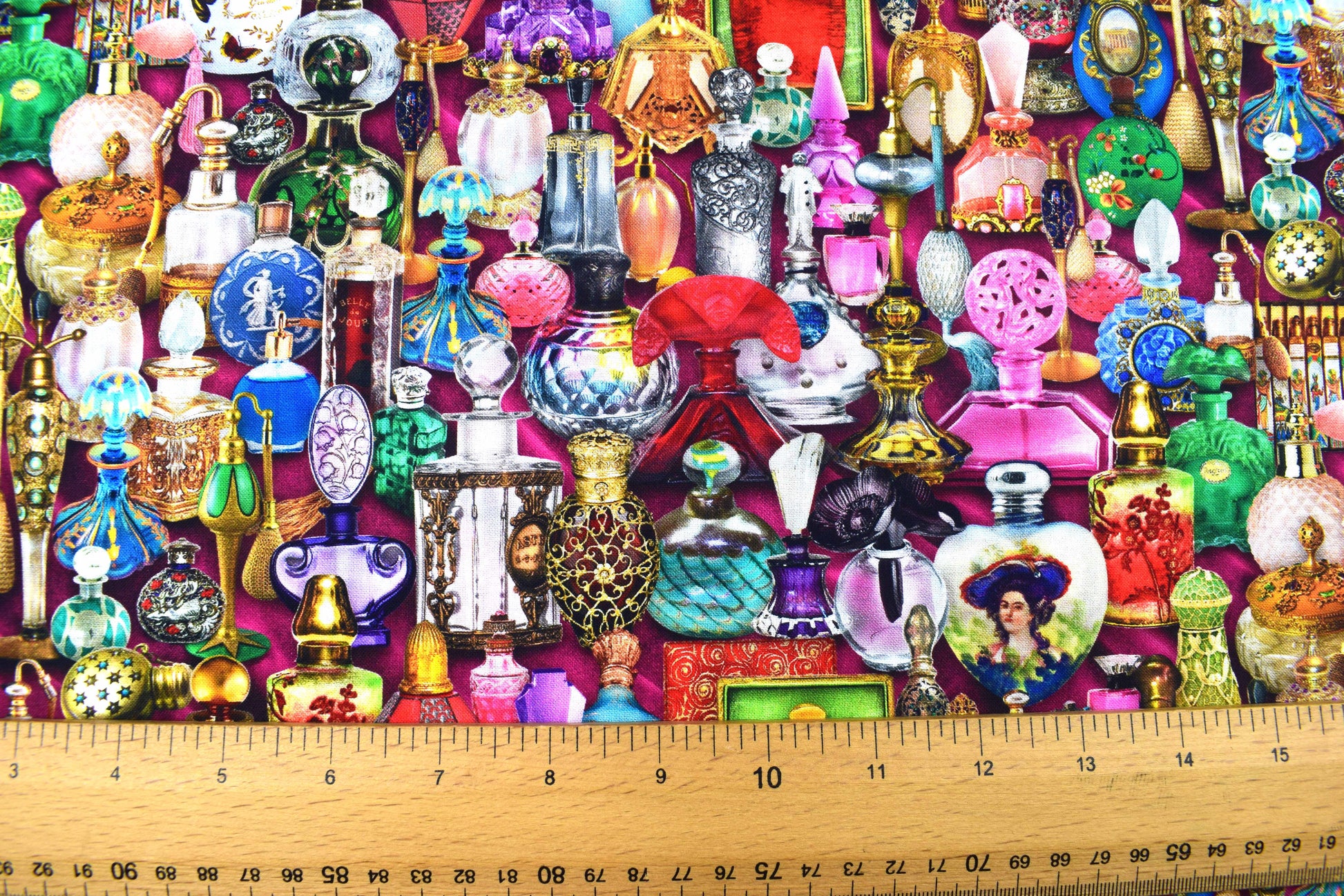 Vintage Perfume Bottles Quilting Fabric - Price by Half Metre - The Quilt Sanctuary