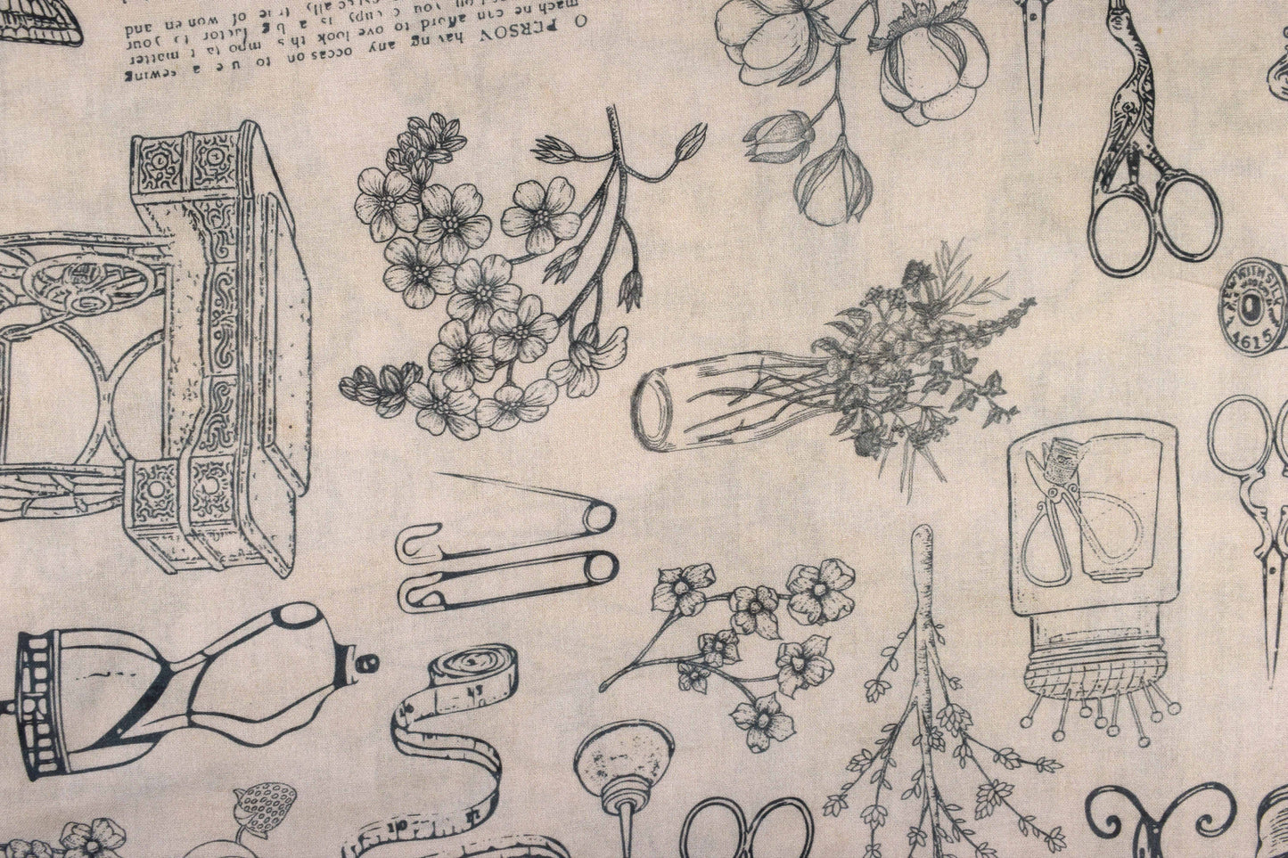 Sewing Room extra wide Quilting fabric, Sewing motif pattern, cotton fabric -  Price by the Half Metre - The Quilt Sanctuary