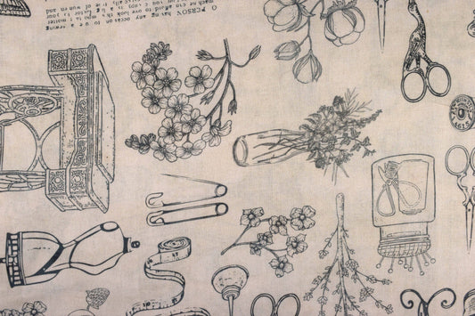 Sewing Room extra wide Quilting fabric, Sewing motif pattern, cotton fabric -  Price by the Half Metre - The Quilt Sanctuary