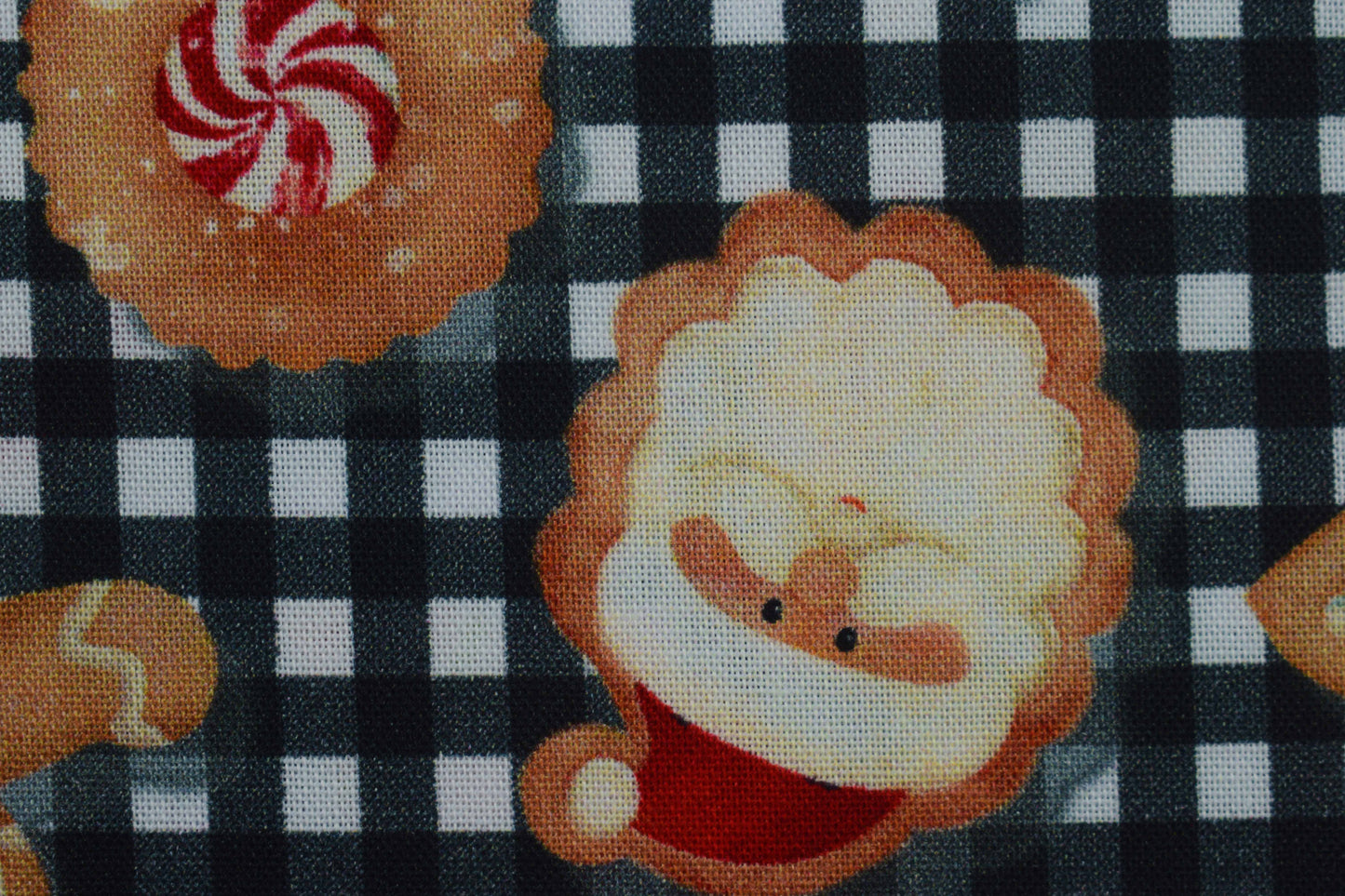 Festive Christmas Cookie Cotton Fabric, Gingerbread & Santa Quilting Print -  Price by the Half Metre