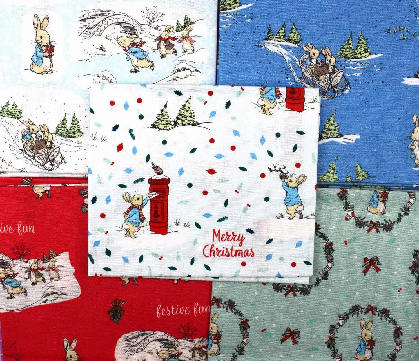 Peter Rabbit Christmas fat Quarter Bundle, quilting fabric, Peter Rabbit bundle