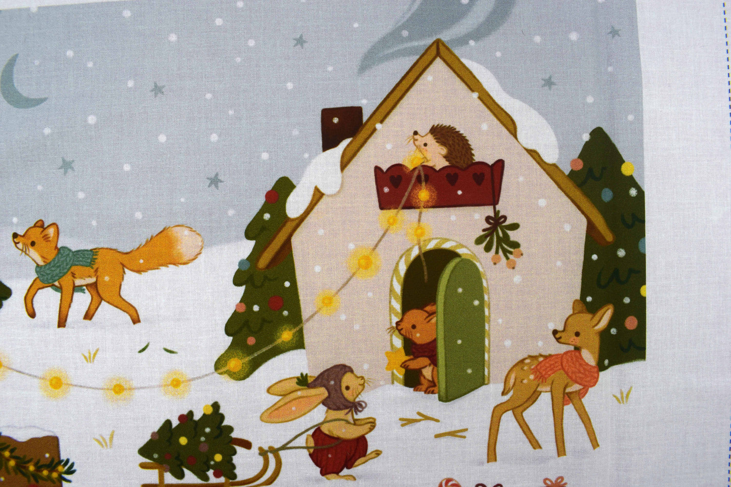 Woodland Animals Christmas Advent Calendar Fabric Panel