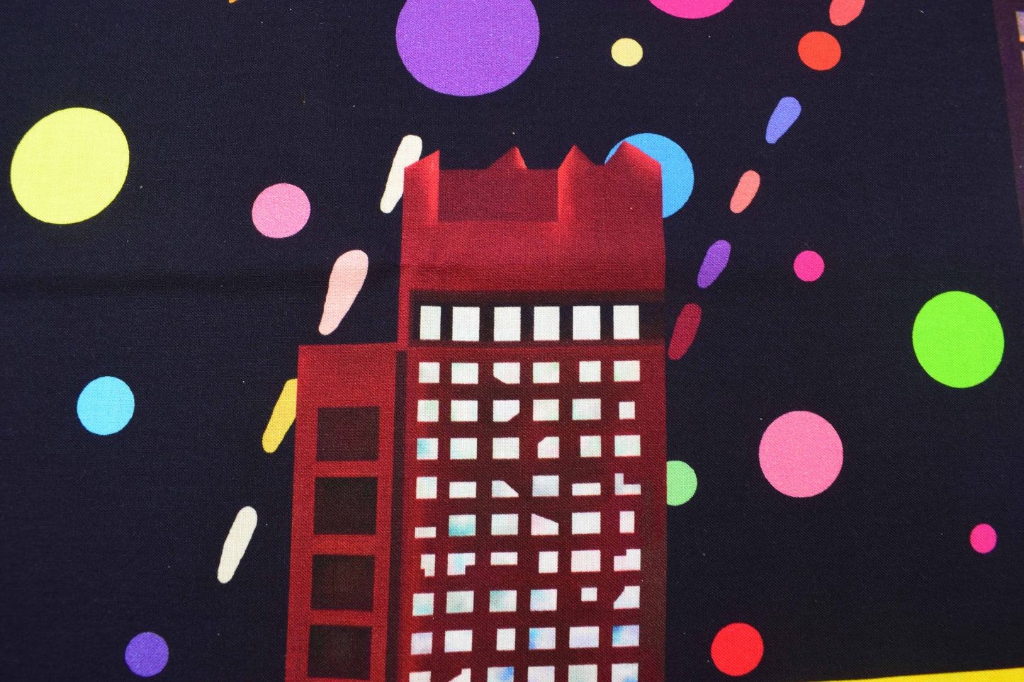 Vibrant City Skyline Quilting Panel, Colourful Abstract Metropolis Fabric Art - The Quilt Sanctuary