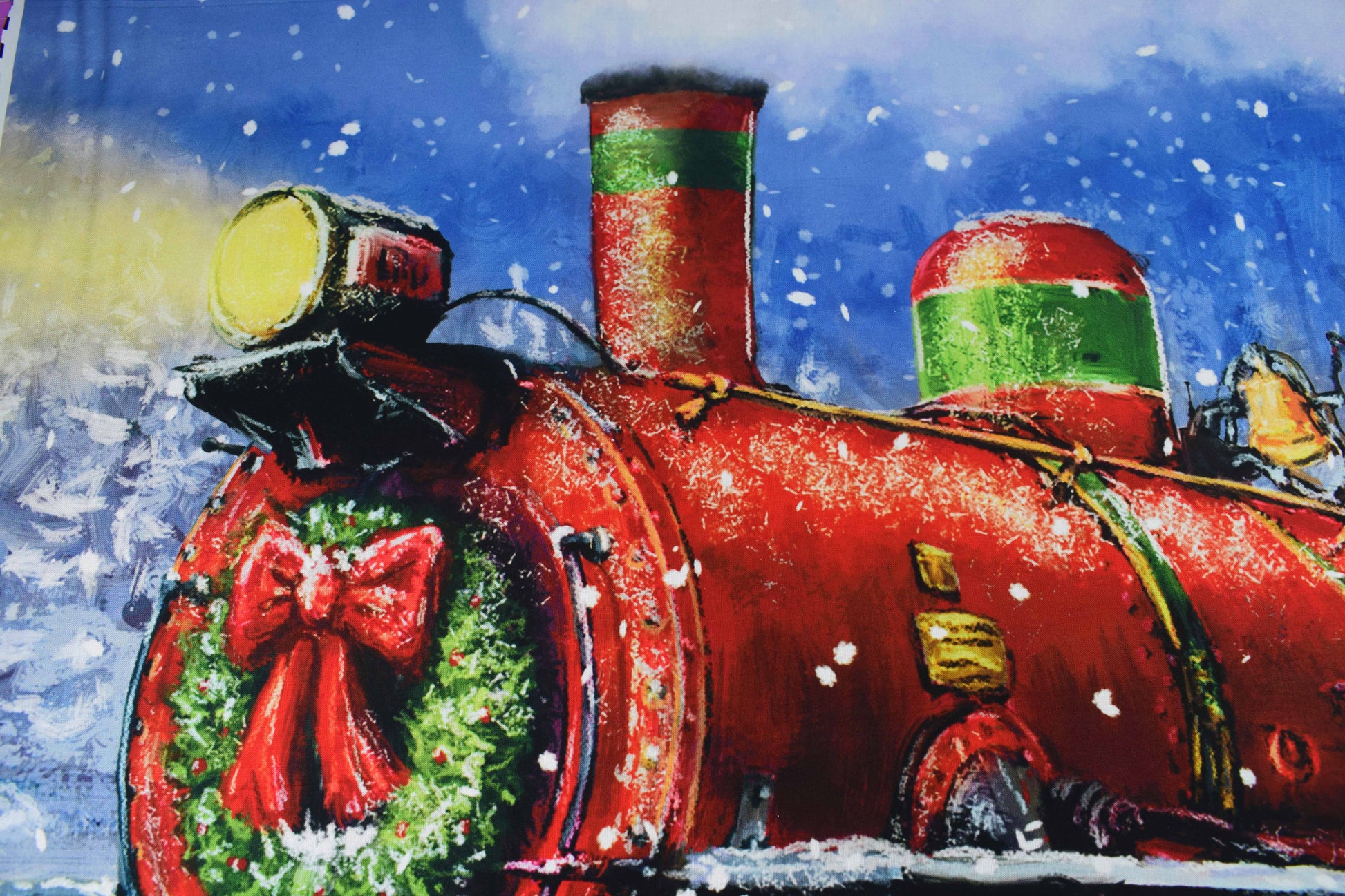 Santa Train fabric panel, Christmas cotton Quilting  panel - The Quilt Sanctuary