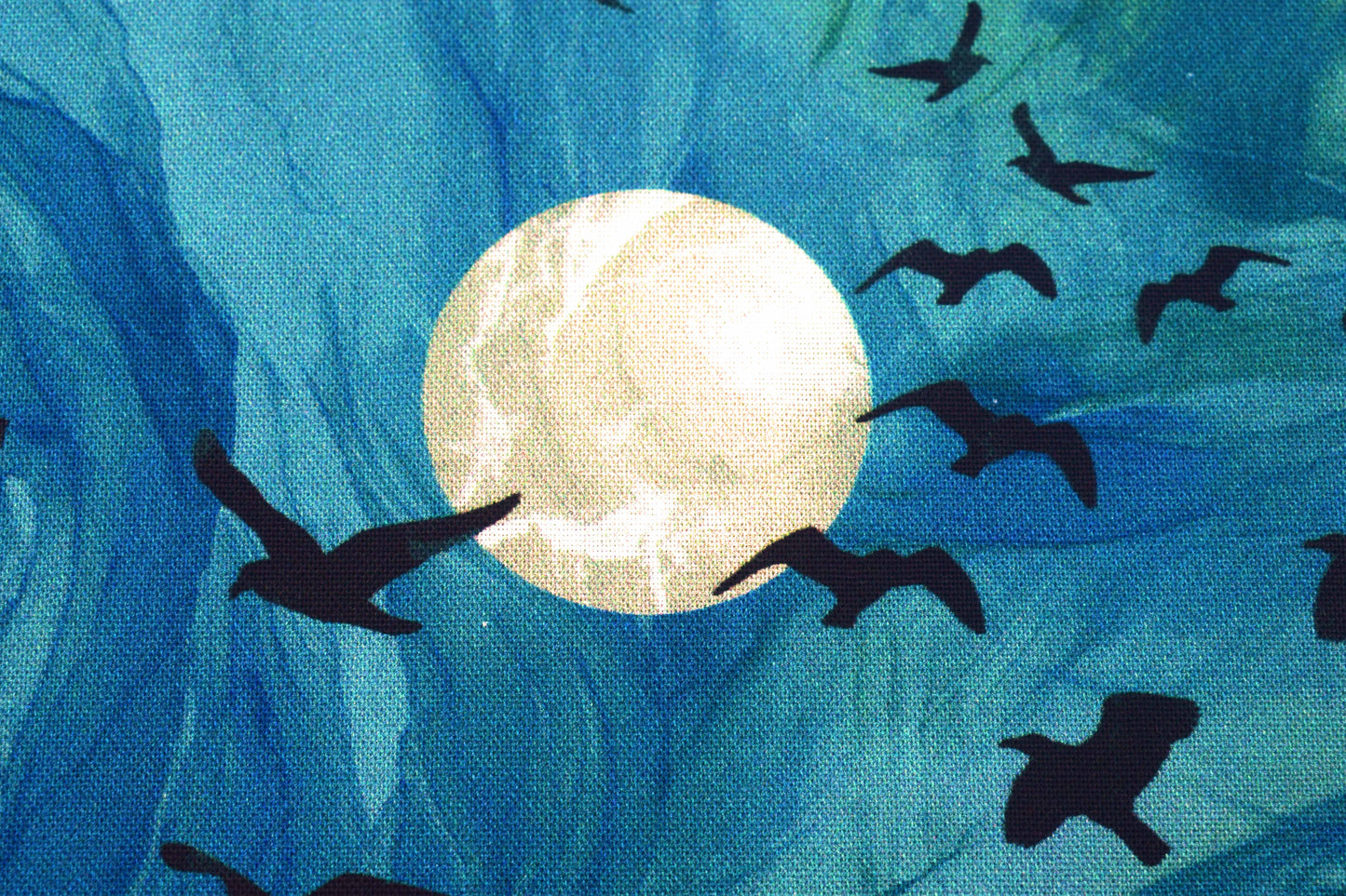 Blue raven fabric with moons for quilting - Price per half Metre