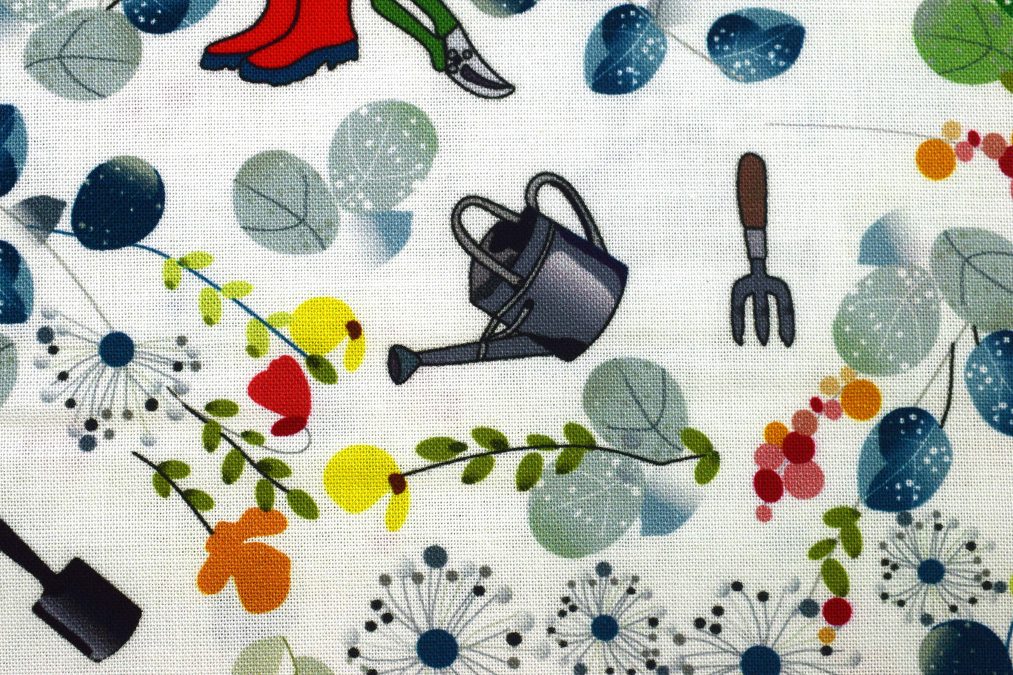 Garden Tools & Flowers Fabric for Quilting and Crafts - Price by Half Metre