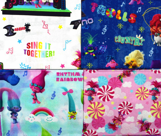 Trolls fat Quarter Bundle, cotton quilting fabric, DreamWorks