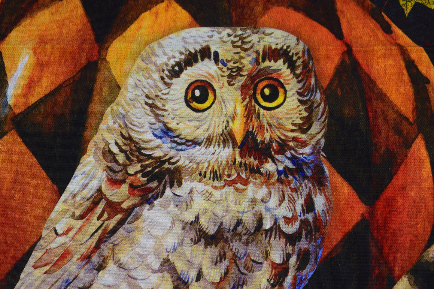 Autumn Owl and Pumpkin Fabric Panel by Deborah Edwards