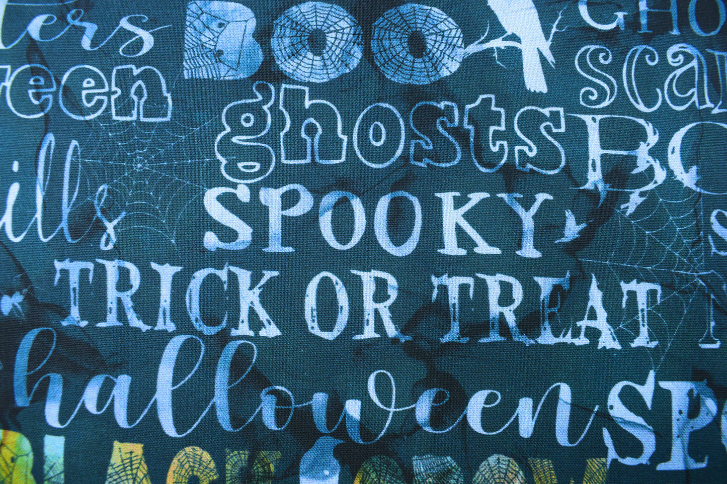 Halloween Ravens and Spooky Sayings Quilting Fabric - Price per half Metre