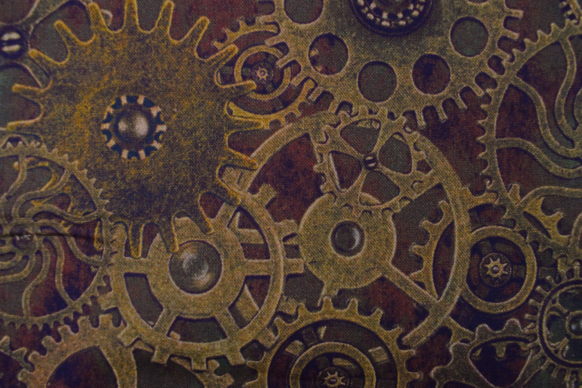 Steampunk Gears Cotton Quilting Fabric -  Price by the Half Metre - The Quilt Sanctuary