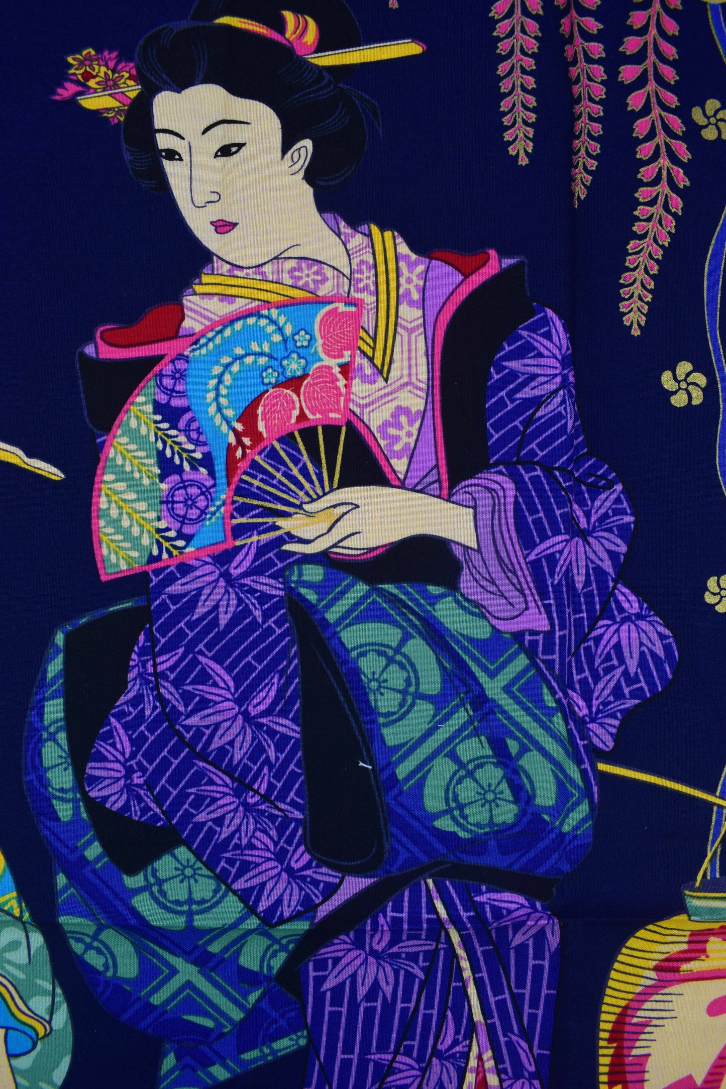 Geisha fabric panel, Japanese Quilting panel