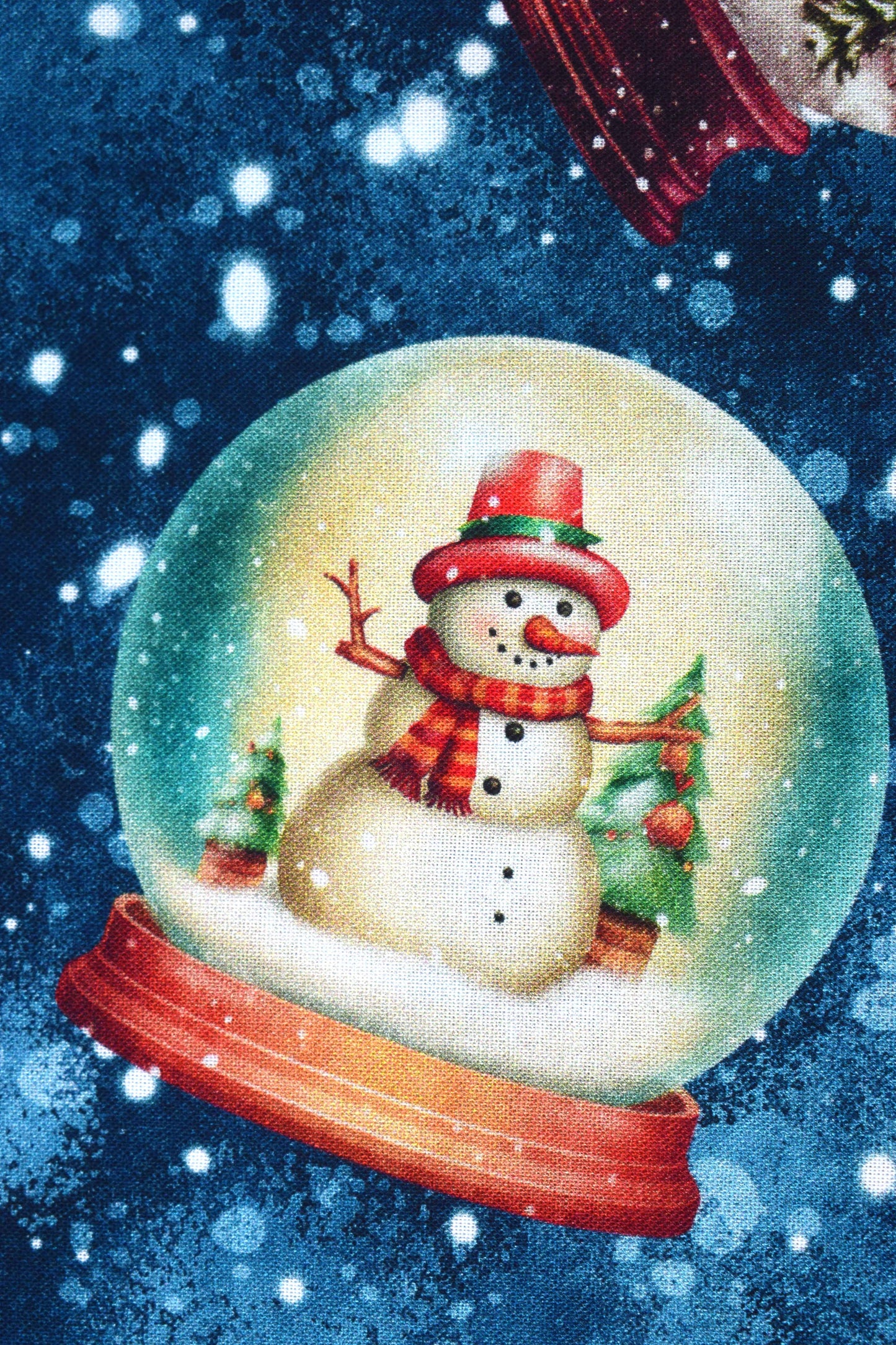 Christmas snow globe fabric, wonderful Christmas time , Quilting fabric,  -  Price by the Half Metre