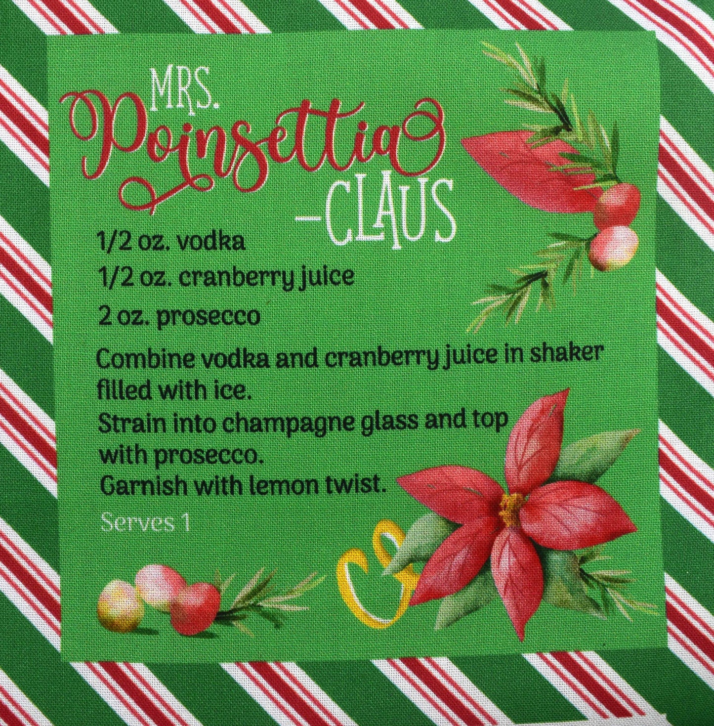 Merry Mixology Christmas Cocktail Recipe Fabric for Crafts & Quilting