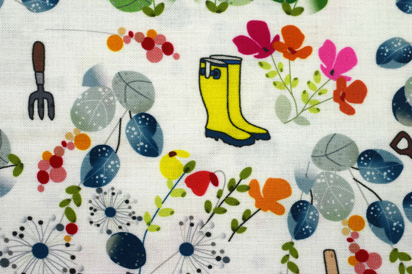 Garden Tools & Flowers Fabric for Quilting and Crafts - Price by Half Metre