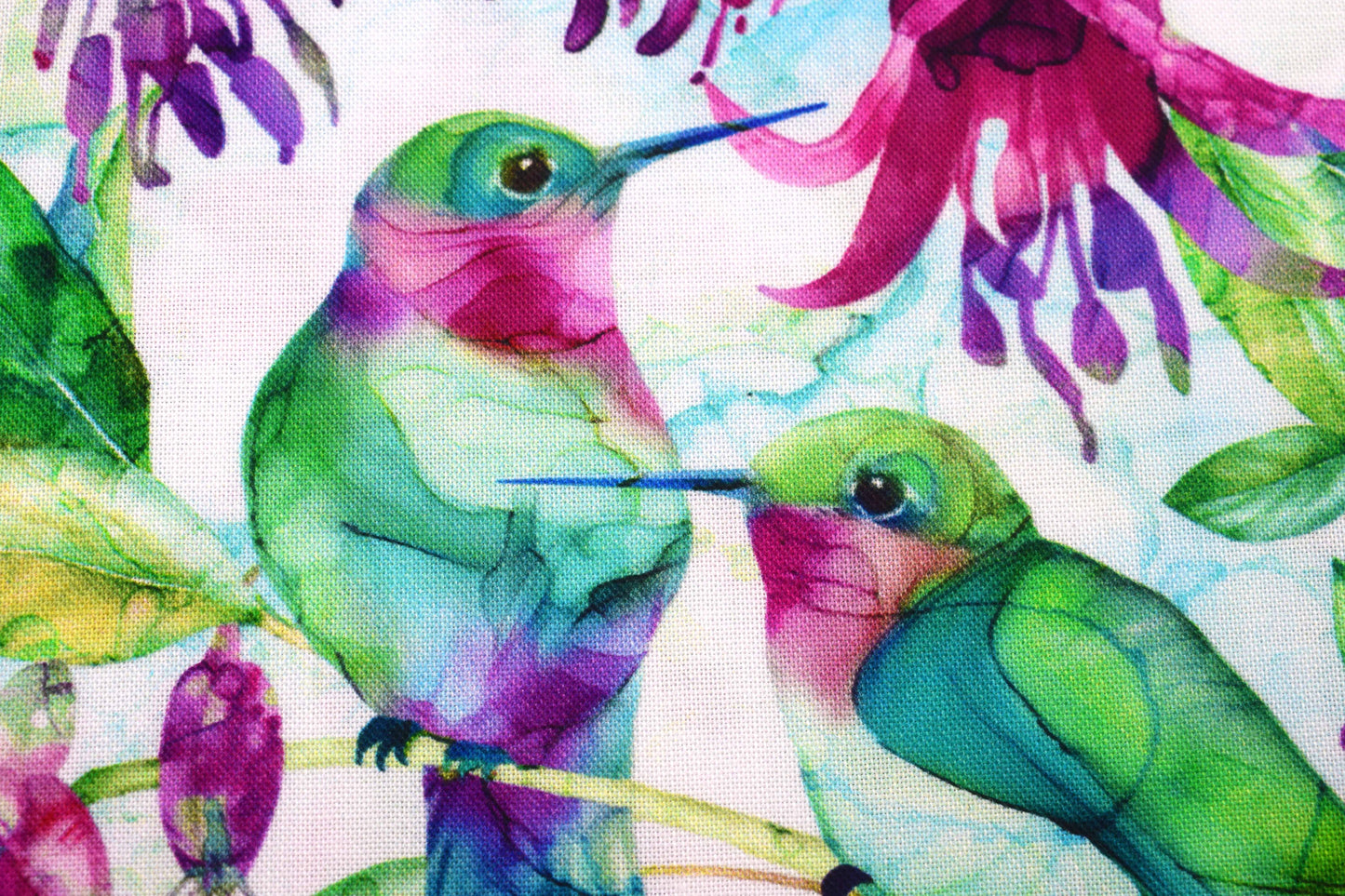 Hummingbird Quilting fabric, Watercolour style print - Price by the Half Metre - The Quilt Sanctuary
