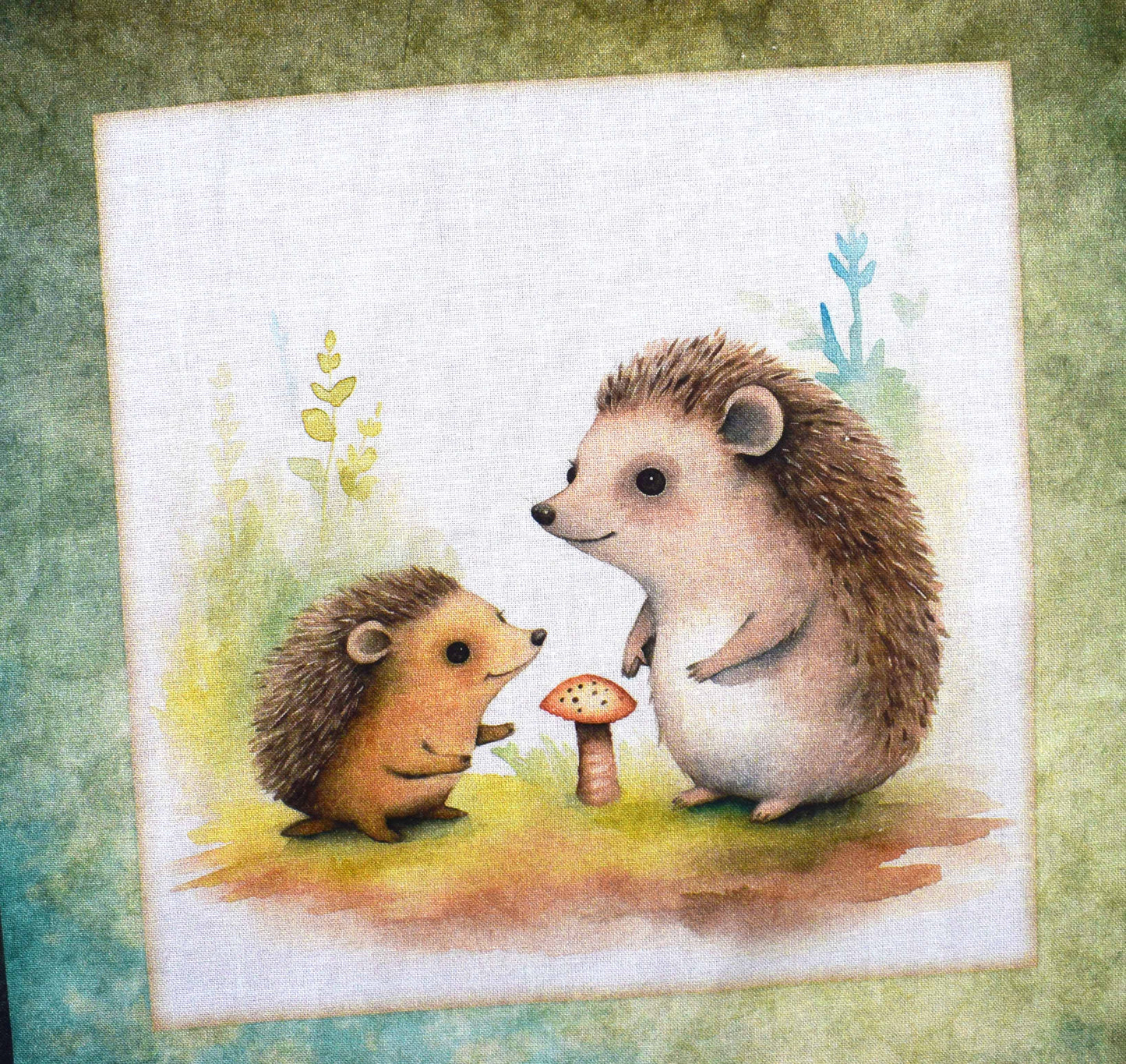 Hedgehog panel, Quilting fabric panels, cotton fabric, Hedgehugs